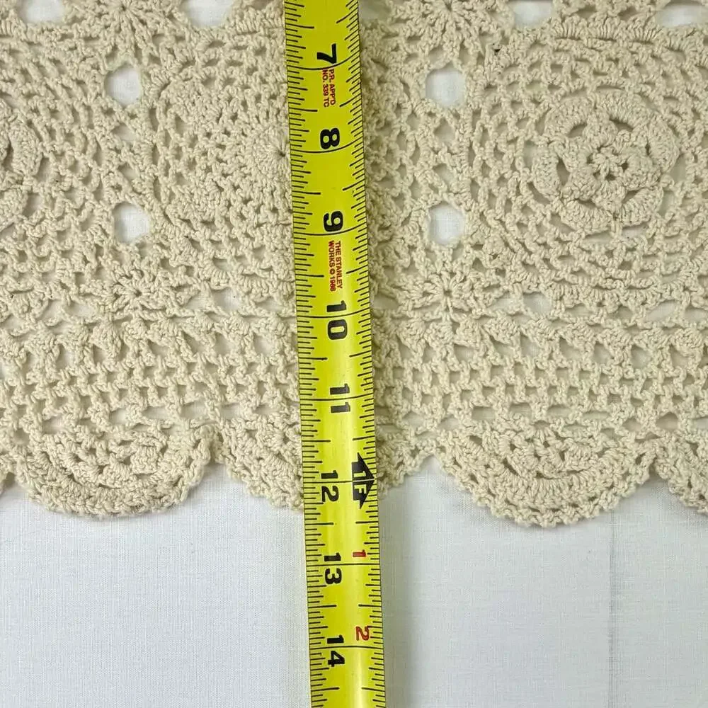 Handmade Cream Crochet Table Runner or Doily with Scalloped Edge